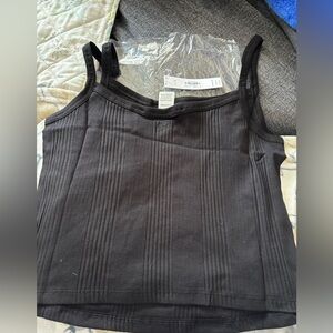 Black Ribbed Women's Tank Top cami